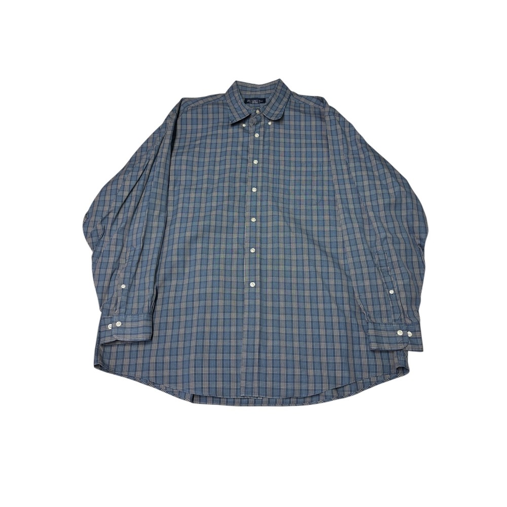 Brooks‎ Brothers Plaid Button Down Shirt Mens XL 100% Cotton Sleeve Casual Dress